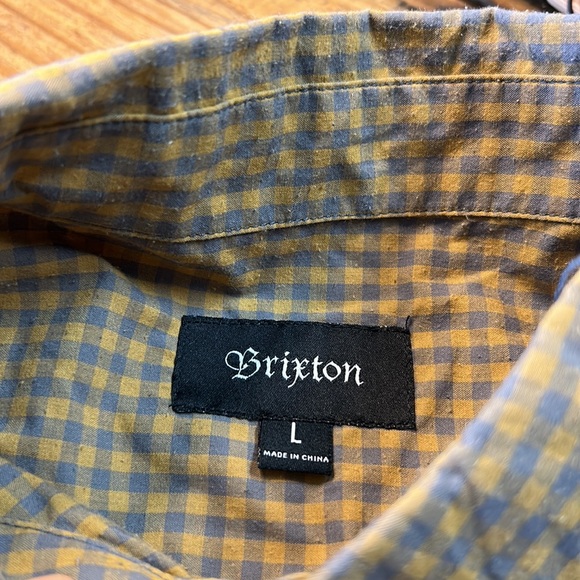 Brixton Men’s Sz L Short-Sleeved Gingham Check Button Up - Picture 2 of 5